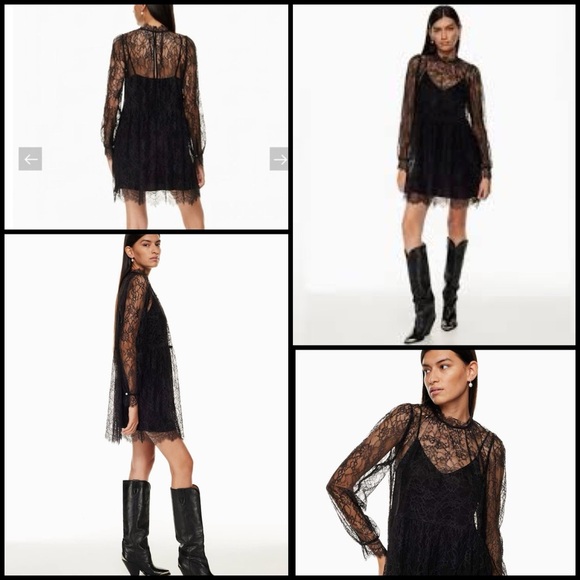 Artizia Wilfred Vienna Black Lace Long Sleeve Goth Vamp Whimsical Dress Size S - Picture 1 of 15